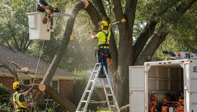 Redmond, WA tree service crew removing storm-damaged trees for emergency hazard cleanup