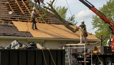 Storm damage cleanup crew removing fallen tree debris in Redmond, WA