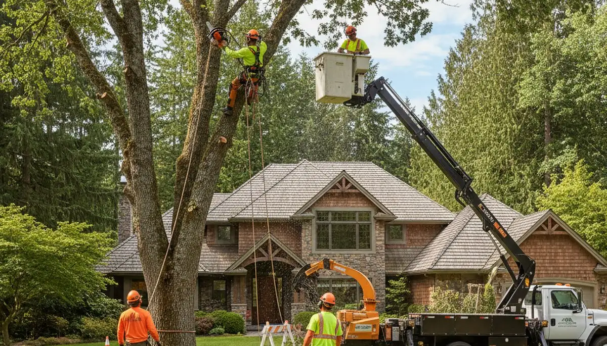 Tree service crew in Redmond, WA providing professional tree removal and trimming services