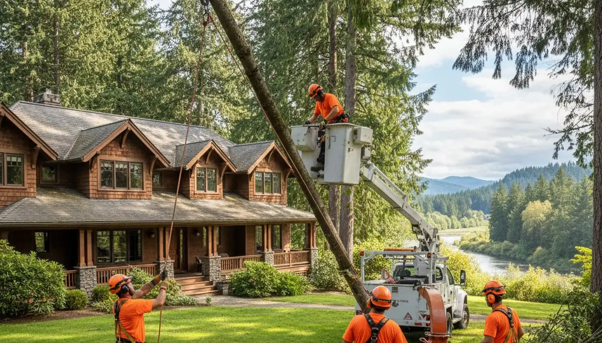Tree service crew in Redmond, WA providing professional tree removal and trimming for local properties