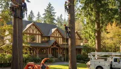 Tree service crew in Redmond, WA providing professional tree removal and trimming services