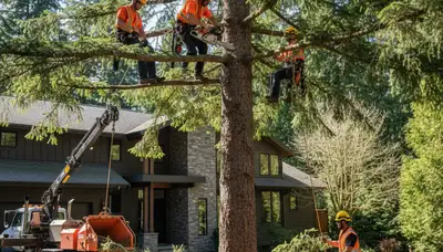 Tree service crew in Redmond, WA providing professional tree removal and trimming for homes and businesses