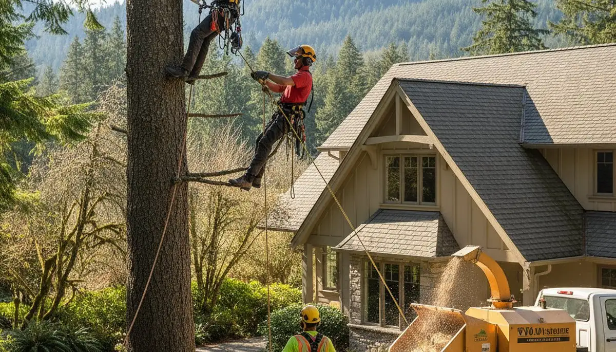 Tree service crew in Redmond, WA providing professional tree removal and trimming for local properties