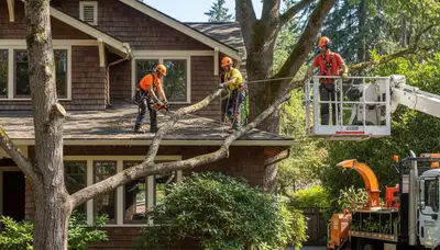 Tree service crew in Redmond, WA performing professional tree removal and trimming