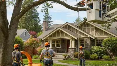 Tree service crew in Redmond, WA providing professional tree removal and trimming for local property owners
