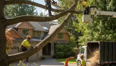Tree service crew in Redmond, WA trimming and removing trees for safe, professional property care