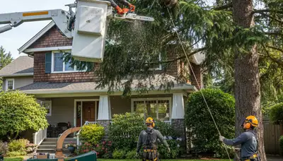 Tree service crew in Redmond, WA providing safe tree removal and trimming for local properties