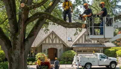 Tree service crew in Redmond, WA providing professional tree removal and trimming services