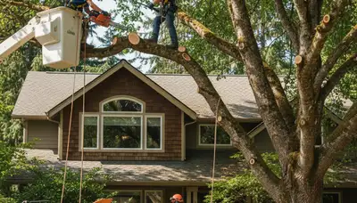 Tree service crew in Redmond, WA performing professional tree removal and cleanup
