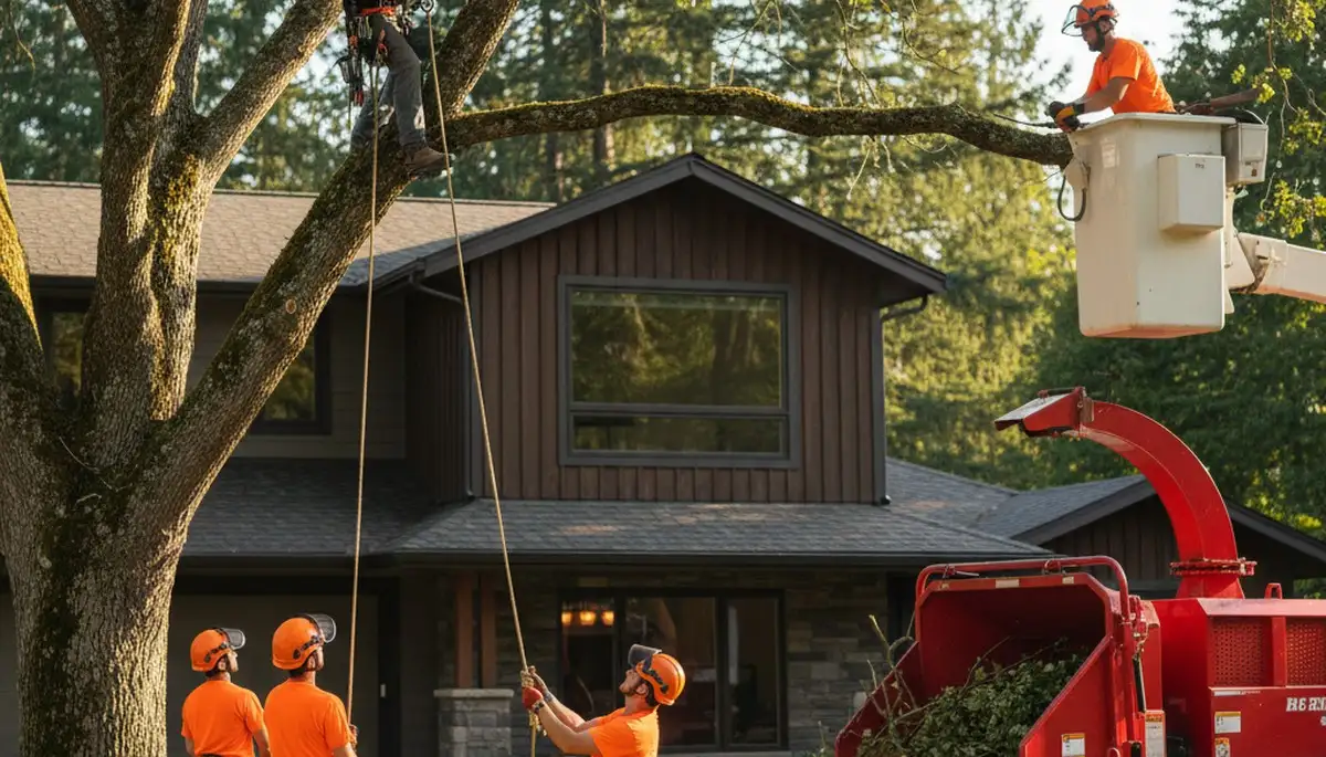 Tree service crew in Redmond, WA providing safe tree removal and trimming for local properties