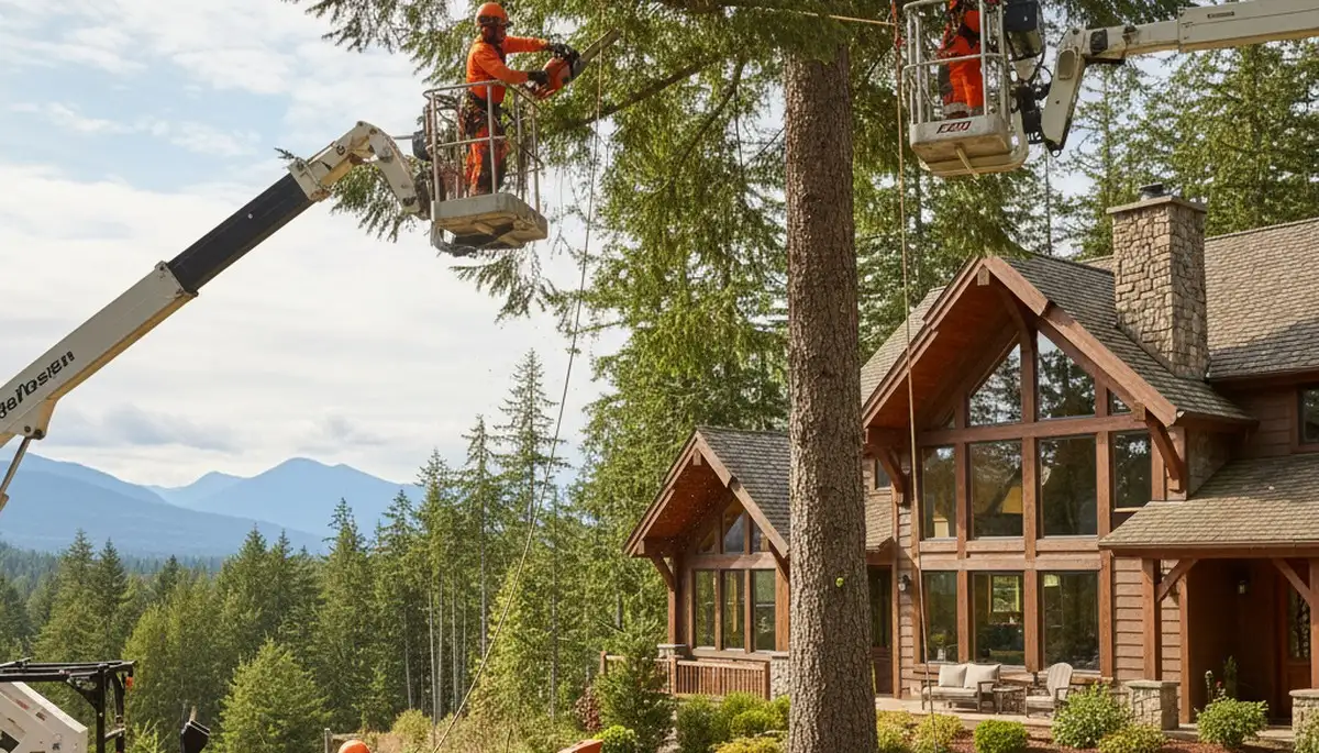 Tree service crew in Redmond, WA providing professional tree removal and trimming work