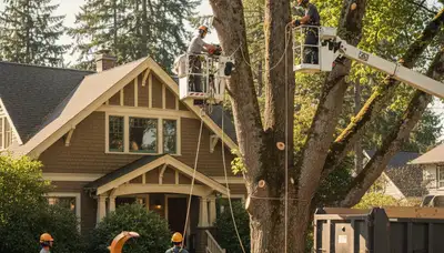 Tree service crew in Redmond, WA providing professional tree removal and trimming for local properties