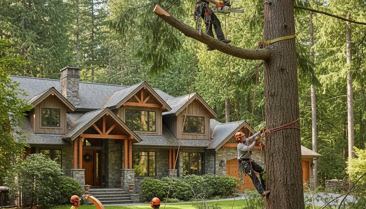 Tree service crew in Redmond, WA handling tree removal and pruning for local property care